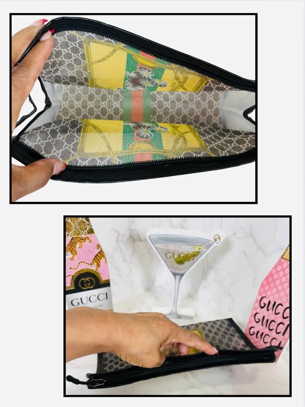 A-1CS-1A: COSMETIC POUCH: Mesh Monogram GG w/Disney Character, NWOT